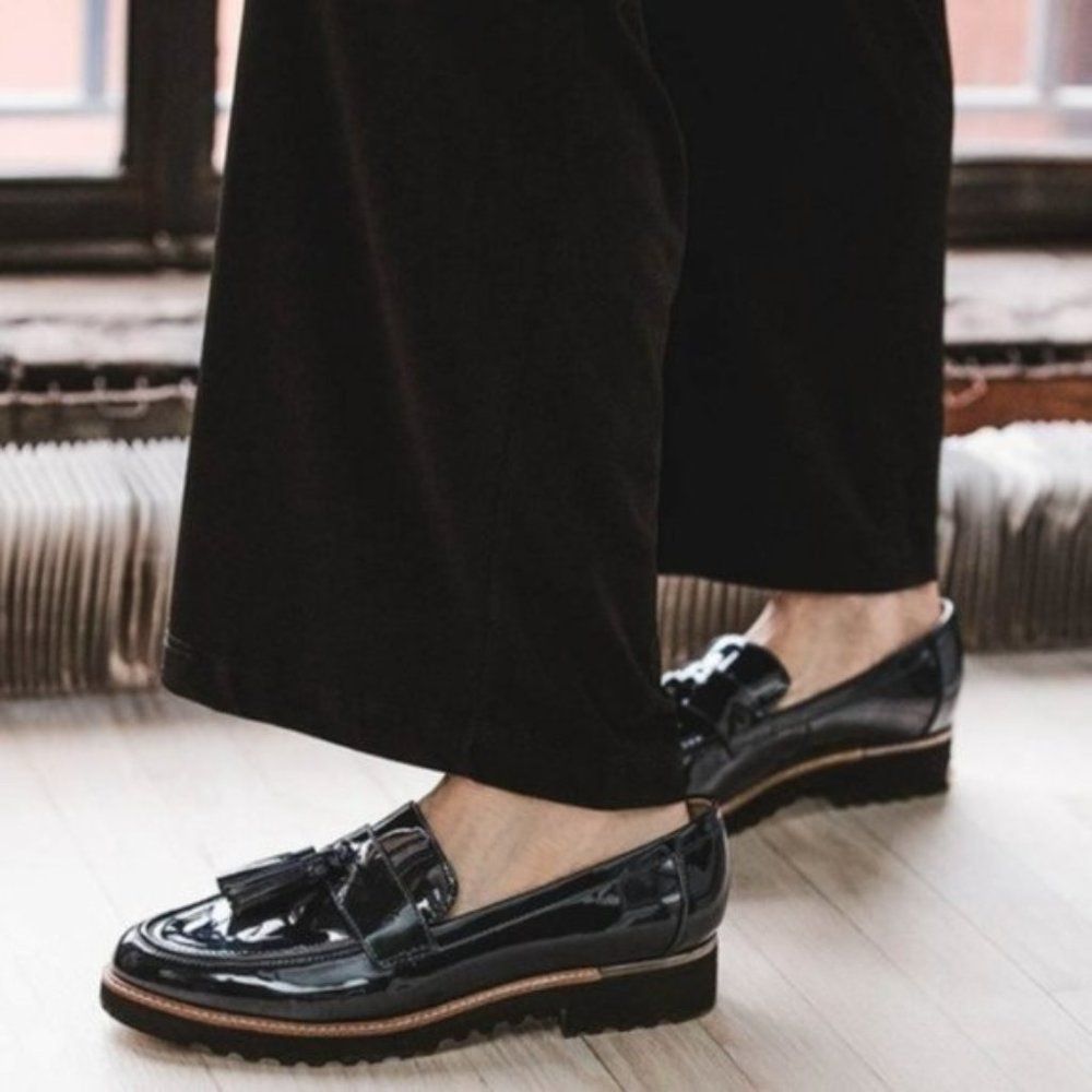 Franco Sarto Black Patent Tassel Loafers